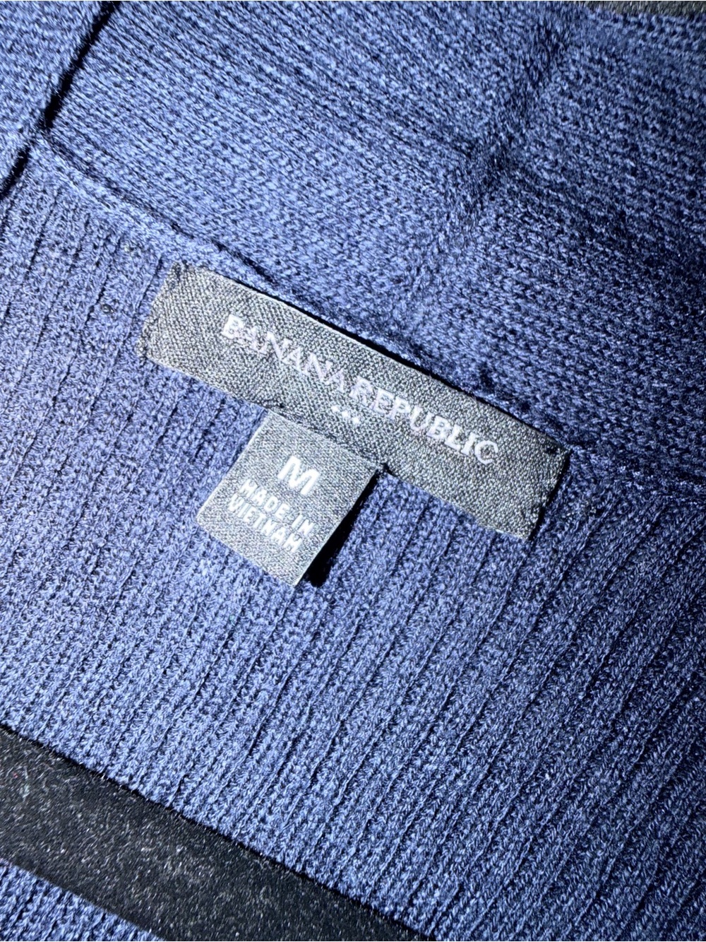 NWOT Banana Republic Size M Navy Blue Long Sleeve Ribbed Knit Cotton Cardigan - Picture 10 of 11